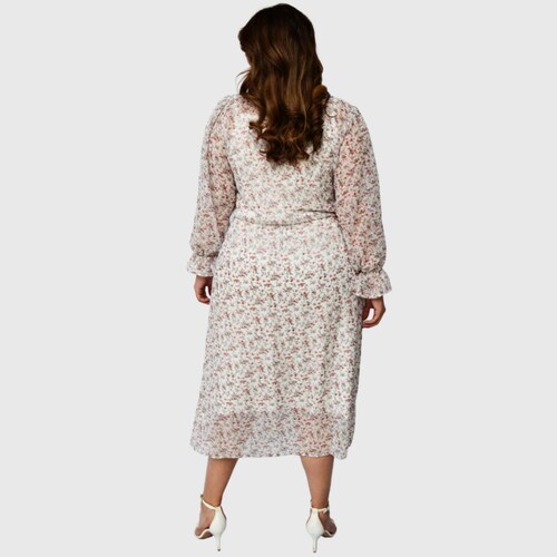 Vestido midi en talla extra, modelo 4204 (Blanco-f) 