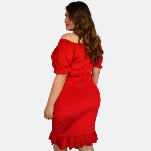 Vestido de fiesta talla extra, modelo 4277 (Rojo) 