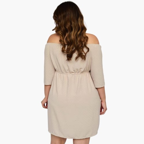 Vestido campesino talla extra, modelo 7362 (Beige) 