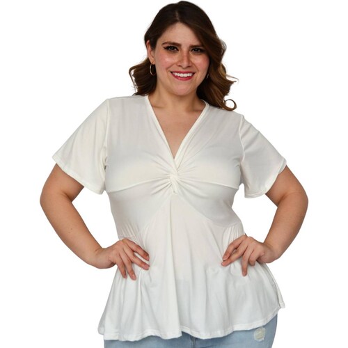Blusa corte A talla extra, modelo 1710 (Blanco) 