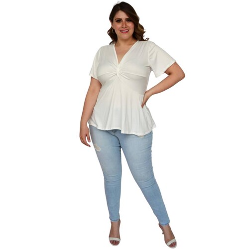 Blusa corte A talla extra, modelo 1710 (Blanco) 
