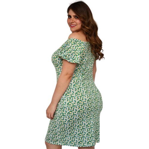 Vestido strech talla extra, modelo 4280 (Azul floreado) 
