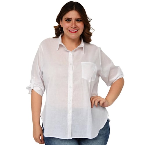 Camisa oversize talla extra, modelo 0707 (Blanco) 