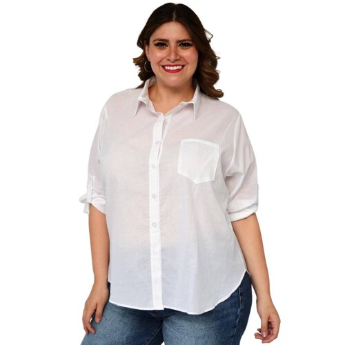Camisa oversize talla extra, modelo 0707 (Blanco) 