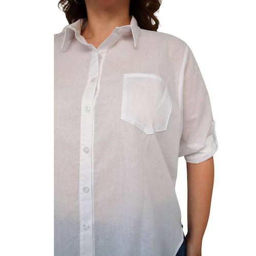 Camisa oversize talla extra, modelo 0707 (Blanco) 
