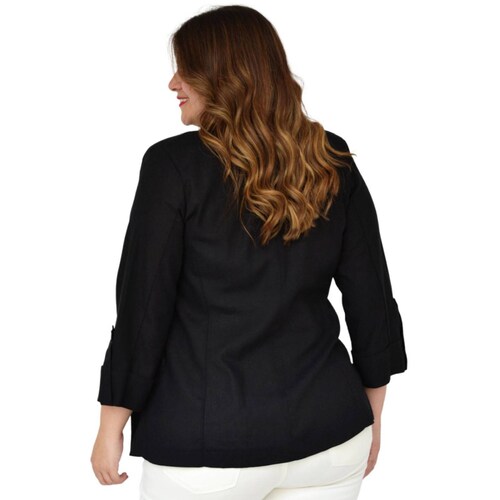 Blazer de lino talla extra, modelo 0317 (Negro) 