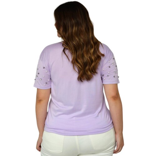 Playera con perlas (talla extra), modelo 3022-D (Lila) 