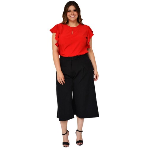 Capri de pierna ancha (talla extra), modelo 7172 (Negro) 