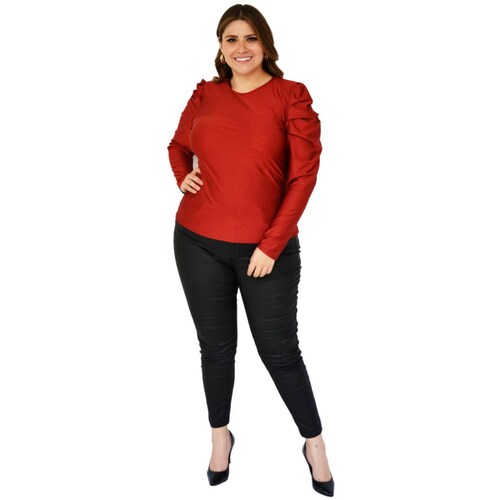 Blusa de manga farol Roman Fashion tallas extras, 1800 (Ladrillo) 