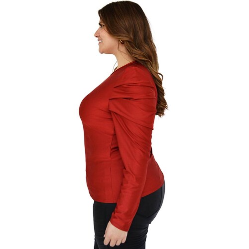 Blusa de manga farol Roman Fashion tallas extras, 1800 (Ladrillo) 