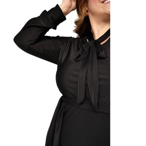 Vestido con olán Roman Fashion/Tallas Extras, 4306 (Negro) 