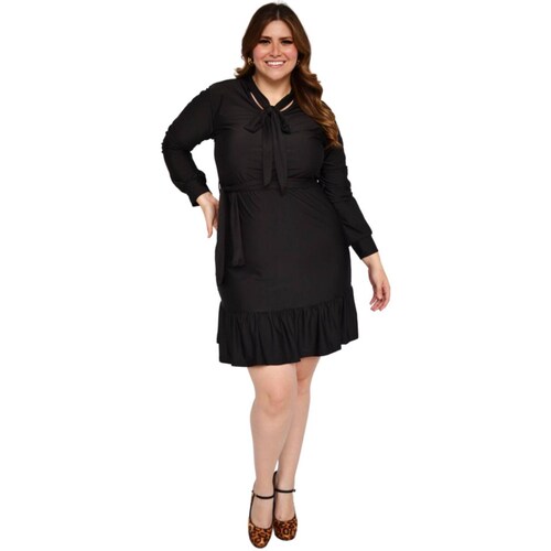Vestido con olán Roman Fashion/Tallas Extras, 4306 (Negro) 
