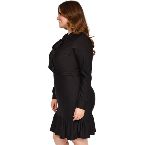 Vestido con olán Roman Fashion/Tallas Extras, 4306 (Negro) 