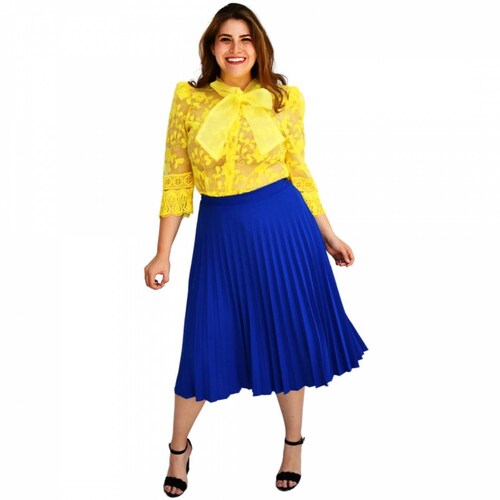 Falda plisada Roman Fashion talla extra, 715 (Azul Rey) 