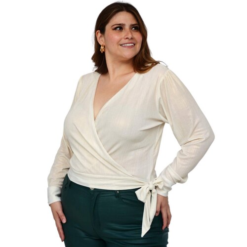 Blusa elegante Roman Fashion/Tallas Extras, 7025 (Hueso) 