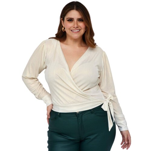Blusa elegante Roman Fashion/Tallas Extras, 7025 (Hueso) 
