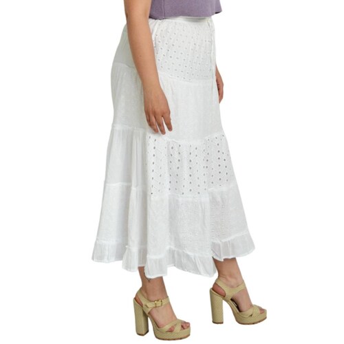Falda larga de algodón/Tallas Extras, 3358 (blanco) 