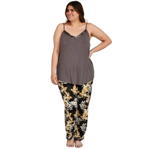 Conjunto pijama Tallas Extras, 15099 (Gris Floreado) 