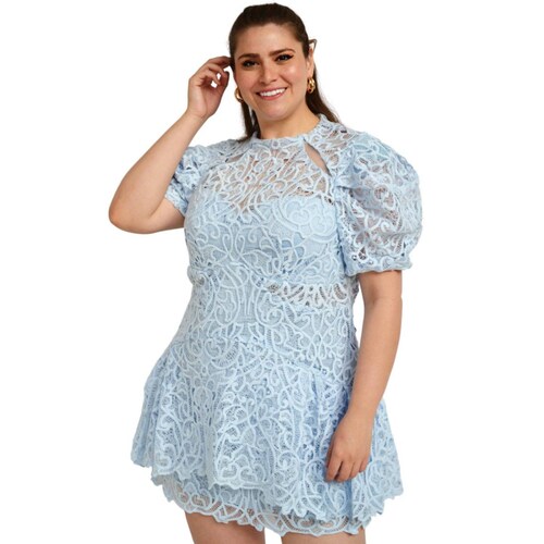 Vestido de encaje Tallas extras, 5179 (Azul cielo) 