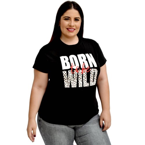 Playera Roman Fashion/Tallas Extras 9001-9 Be Wild (Negro) 