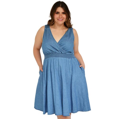 Vestido casual de mezclilla Tallas extras, 2081 (Mezclilla) 