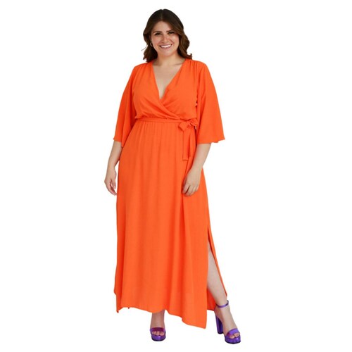 Maxi vestido Roman Fashion /Tallas Extras, 0463 (Naranja) 