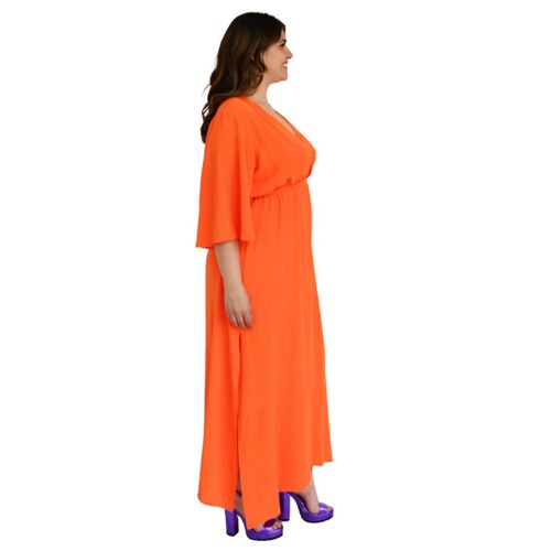 Maxi vestido Roman Fashion /Tallas Extras, 0463 (Naranja) 