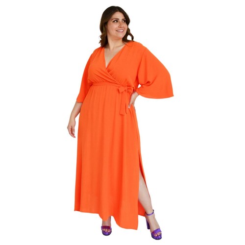 Maxi vestido Roman Fashion /Tallas Extras, 0463 (Naranja) 