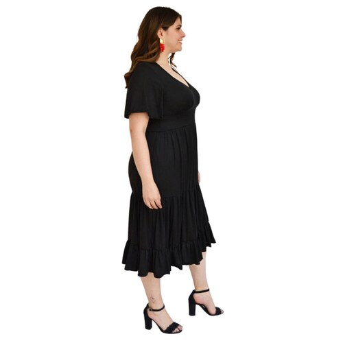 Vestido midi casual Roman Fashion /Tallas Extras, 4285 (Negro) 