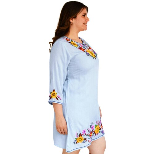 Vestido bordado Tallas Extras, 78130 (Azul) 