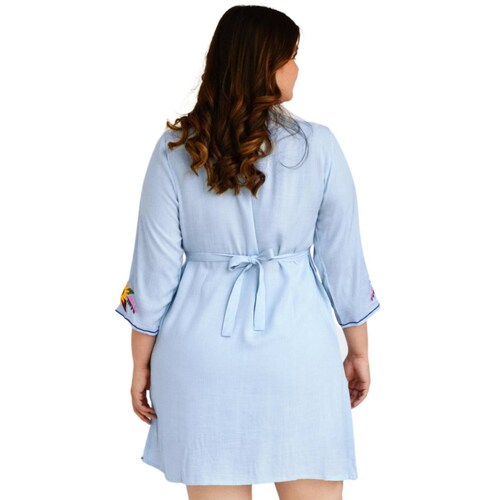 Vestido bordado Tallas Extras, 78130 (Azul) 