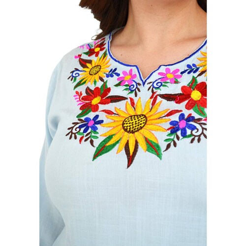 Vestido bordado Tallas Extras, 78130 (Azul) 