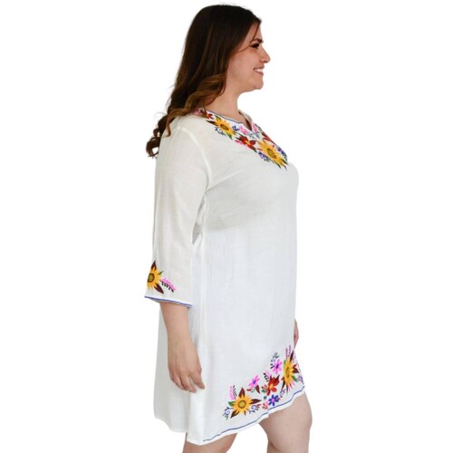 Vestido bordado Tallas Extras, 78130 (Blanco) 