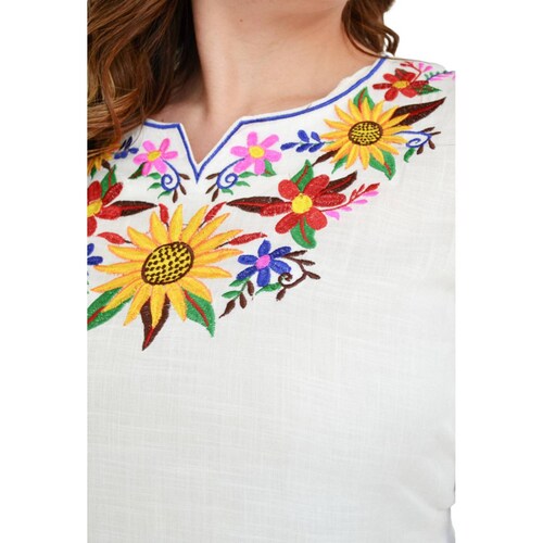 Vestido bordado Tallas Extras, 78130 (Blanco) 
