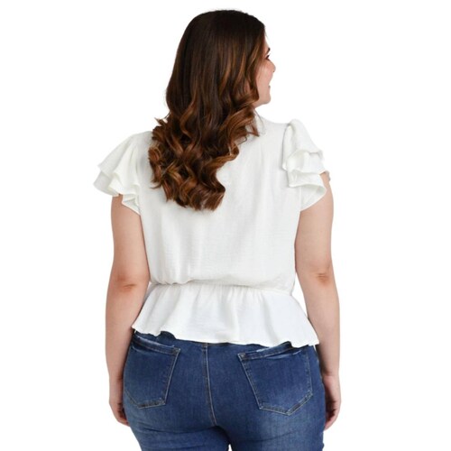 Blusa manga mariposa Roman Fashion /Tallas Extras, 91597 (Blanco) 