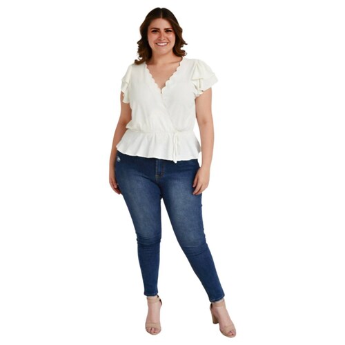 Blusa manga mariposa Roman Fashion /Tallas Extras, 91597 (Blanco) 