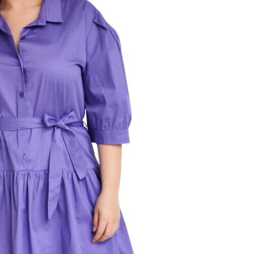 Vestido camisero con falda a capas Roman Fashion /Tallas Extras, 0214 (Morado) 
