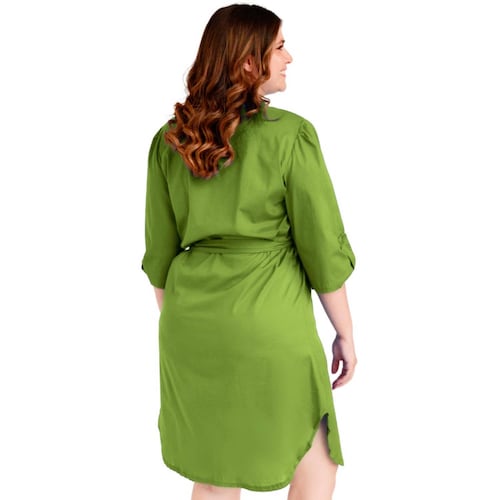 Vestido camisero con cinto Roman Fashion /Tallas Extras, 0707 (Kiwi) 