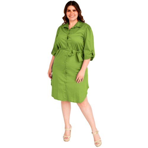 Vestido camisero con cinto Roman Fashion /Tallas Extras, 0707 (Kiwi) 
