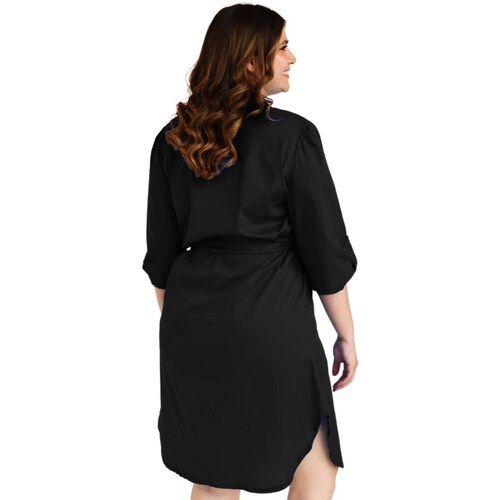 Vestido camisero con cinto Roman Fashion /Tallas Extras, 0707 (Negro) 