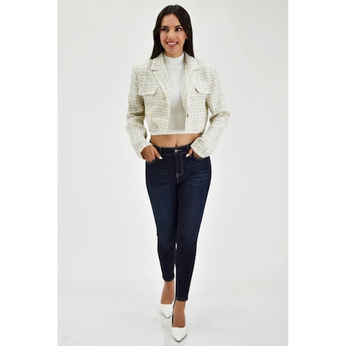 Chaqueta tipo de chanel /Juvenil, 8001 (Blanco) 
