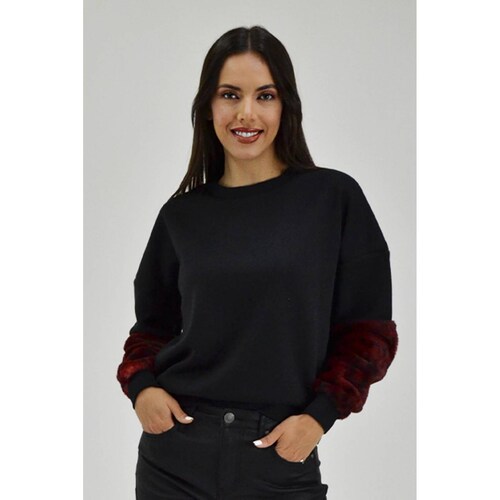 Sueter manga peluche Roman Fashion /Juvenil, 2405 (Negro /Rojo) 