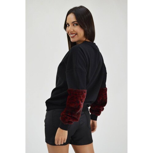 Sueter manga peluche Roman Fashion /Juvenil, 2405 (Negro /Rojo) 