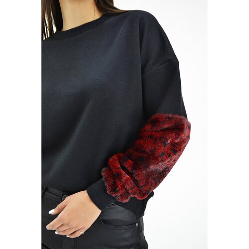 Sueter manga peluche Roman Fashion /Juvenil, 2405 (Negro /Rojo) 