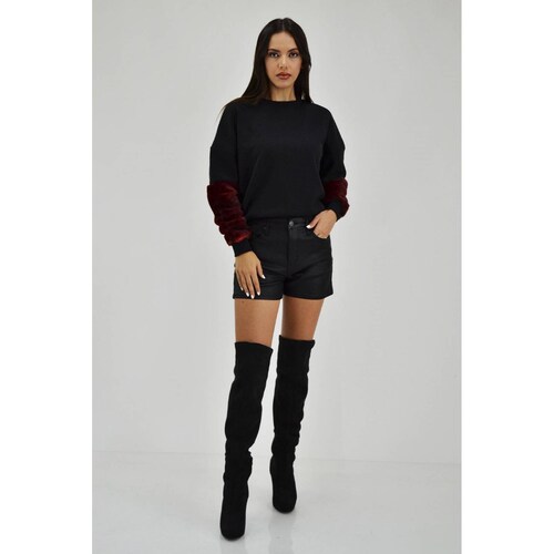 Sueter manga peluche Roman Fashion /Juvenil, 2405 (Negro /Rojo) 