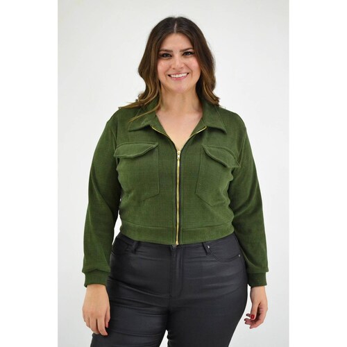Chamarra corta Roman Fashion /Tallas Extras, 18048 (Verde militar) 