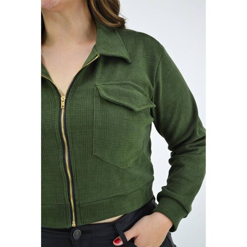 Chamarra corta Roman Fashion /Tallas Extras, 18048 (Verde militar) 