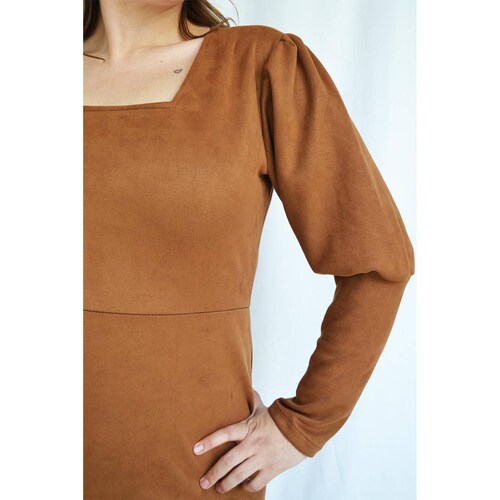Vestido de gamuza Roman Fashion /Tallas Extras, 4304, (Cafe) 