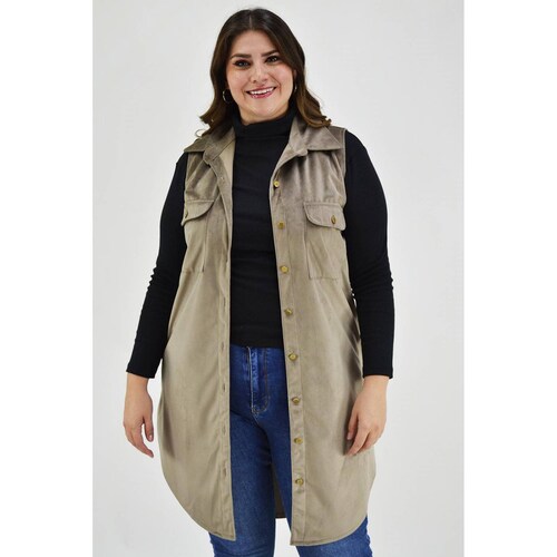 Chaleco de gamuza Roman Fashion /Tallas Extras, 1110 (Cafe) 