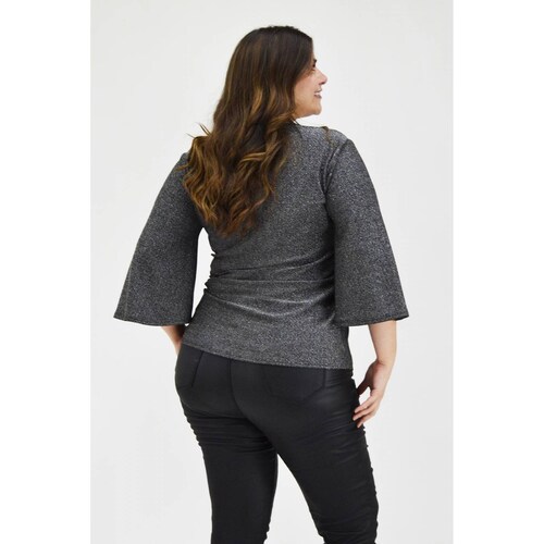 Blusa glitter con jareta Roman Fashion /Tallas Extras, 1804 (Plateado) 